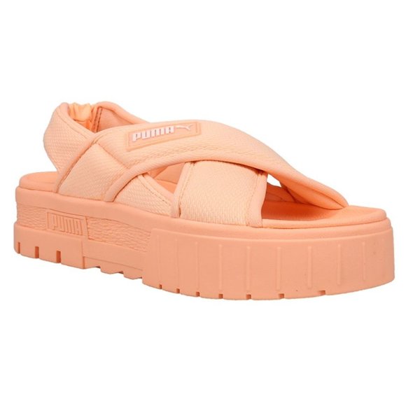 PUMA Women's Orange Synthetic Leather Upper Mayze Platform Sandals - Picture 4 of 5